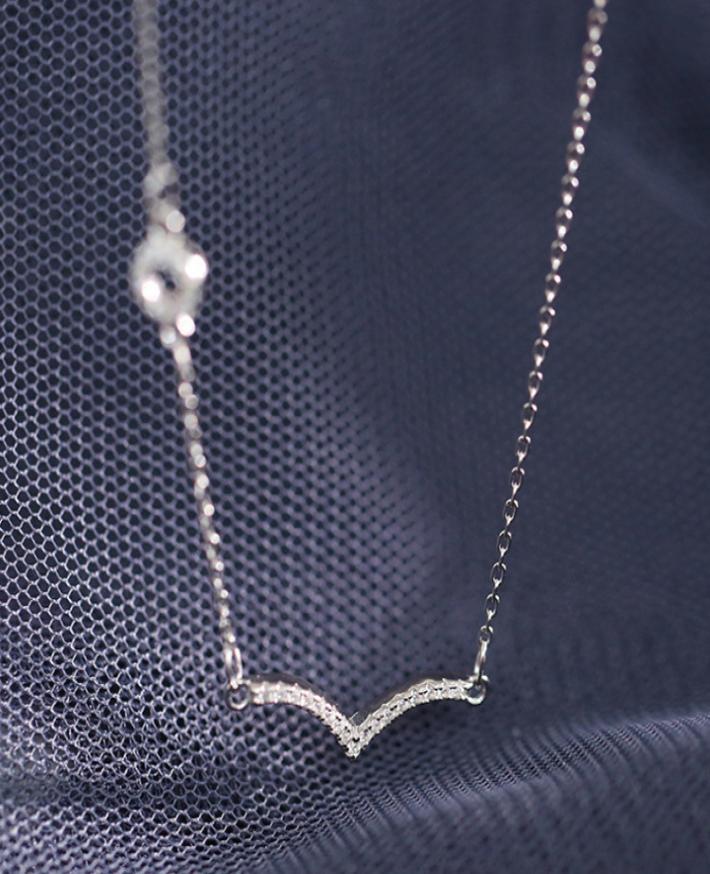 

925 Silver Sunset Seagull Simple Line Arc Circle Geometry Flash Diamond Plated White Gold Neckle Collarbone Chain Female Q01276743480