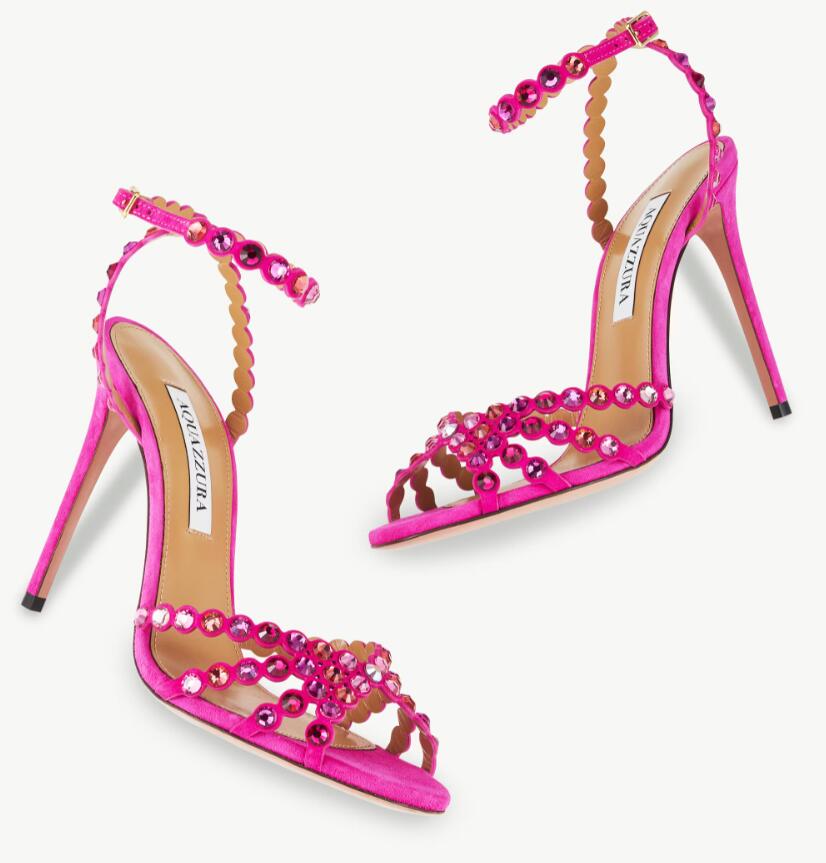 

Aquazzura Tequila Sandal Summer Luxury White Sandals Concerto Crystal Shoes Perfect Lady High Heels Party Wedding, 10