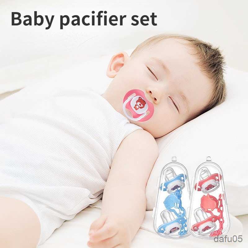 

Pacifiers# Cartoon Silicone Baby Pacifier Set Withattache Personnalise Cute Round Flat Pacifiers Newborn Accessories Items