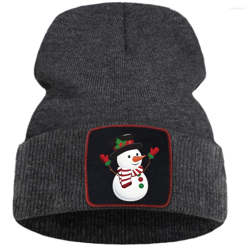 

Berets Cute Cartoon Snowman Christmas Theme Winter Cap Street Fashion Warm Beanie Caps Simple Casual Unisex Quality Comfort Hat, Dark gray
