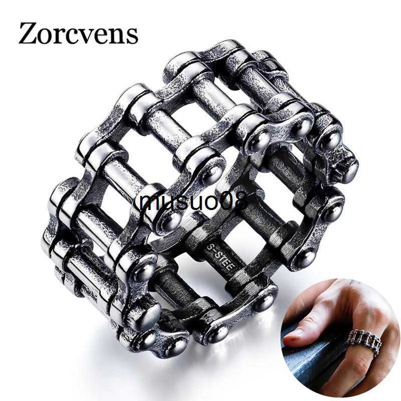 

Band Rings ZORCVENS Bicycle Chain Ring for Men Stainless Steel Creative Punk Rock Male Link Rings Trendy Motorcycle Chain Jewlery J230602