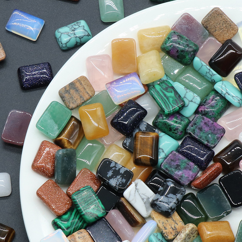 

Natural Crystal Stone Rose Quartz 10X14mm Rectangle Flat Base For Earrings Necklace Ring Jewelry Making