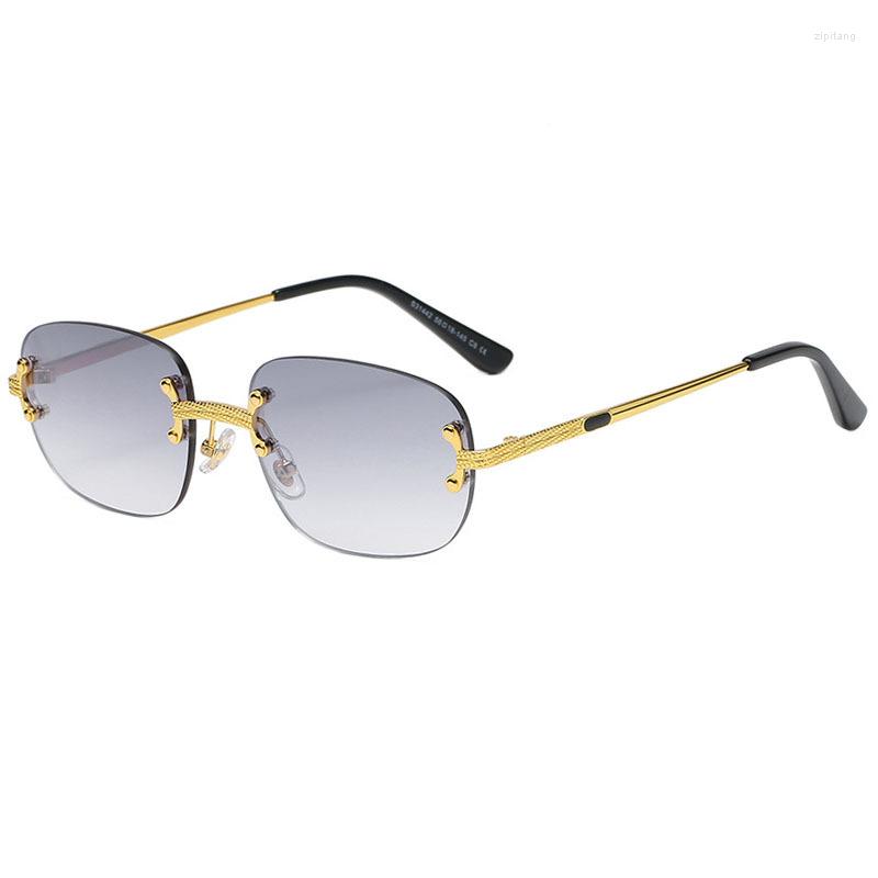 

Sunglasses 2023 Unisex Metal Big Frameless Square For Female Punk Personality Street Shooting Fashion Summer Traveling Oculos