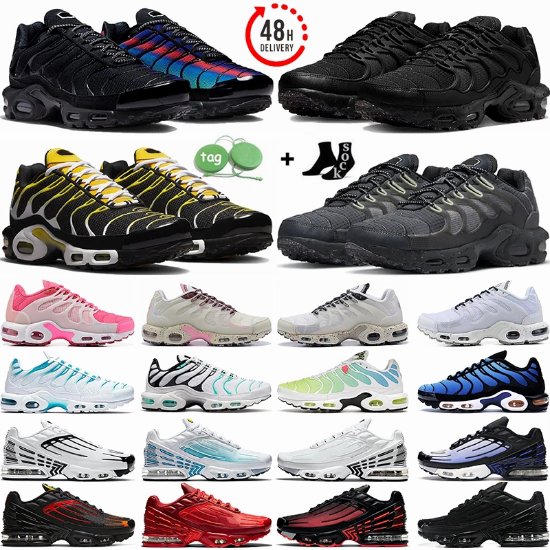 

2023 Terrascape Tn Plus 3 Running Shoes men women Sneakers Triple Black White Unity Hyper Sky Blue Fury Jade Barely Vol Sail Sea Glass air max plus airmax tns trainers, 11# black red