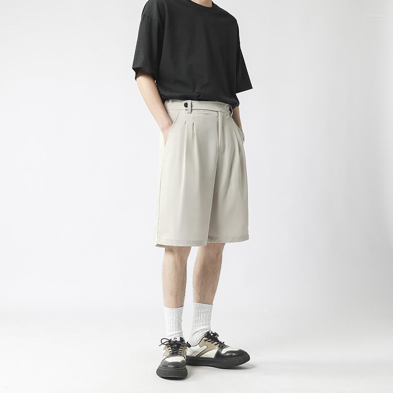 

Men' Shorts Summer Suit Men Slim Fit Fashion Social Mens Dress Korean Casual Knee Length Pants Office Official, Black