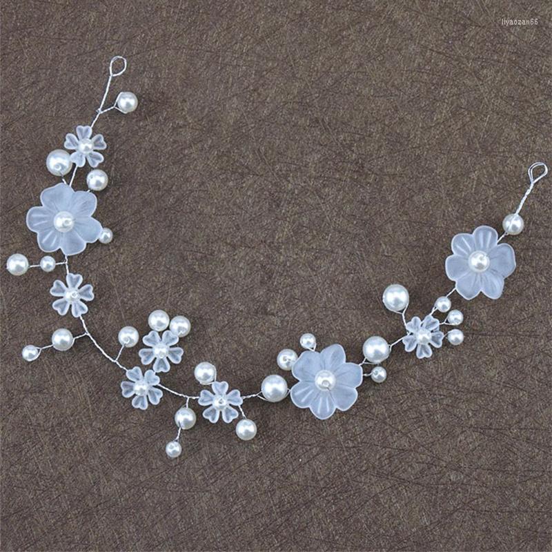 

Headpieces Fashion Flower Imitation Pearls HairBand Crystal Bridal Crown Tiaras Hair Accessories Whit Red Wedding Headdress Ladies Jewelry