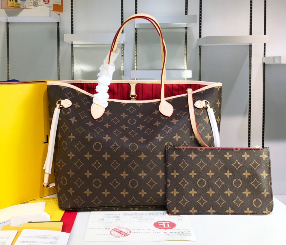 

Luxury handbag designer bag wallet fashionable handbag leather crossbody bag women's bag large capacity composite shopping bag vintage brown plaid handbag, #6 32cm brown grid + pink inner