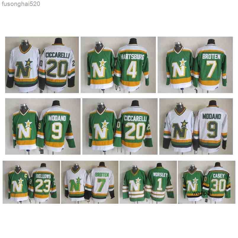

95 Minnesota North Stars 4 Hartsburg 7 Neal Brote 9 Mike Modano 11 J.P. PARISE Ciccarelli 23 Bellows Worsle 30 CASEY Vintage Hockey, Purple