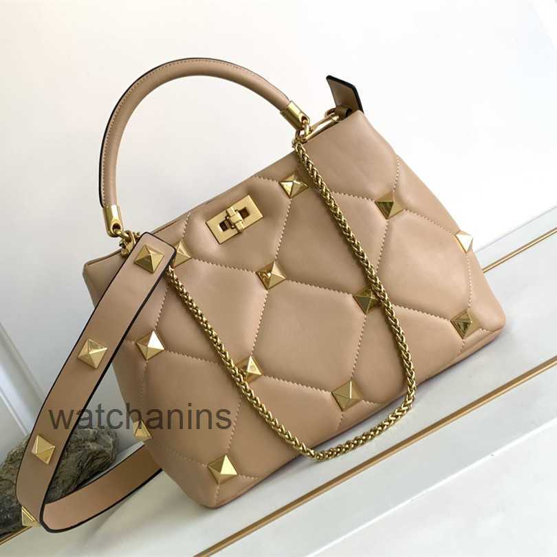 

Classic Lady's Bags Leather Designer Valentino Single Bag Large Capacity Diagonal Fashion Bucket Lingge Shoulder Riveted Cross Chain Women's Handbag 683X
