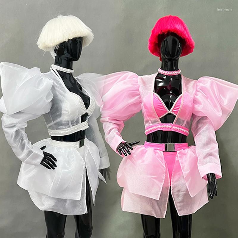 

Stage Wear Club Bar Gogo Dancer Performance Outfit Drag Queen Costume Party Carnival Clothing Sexy Bikini Jazz Dancing Clothes VDB5298, Pink