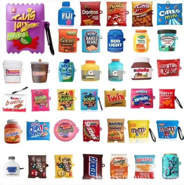 

3D Creative Snack Bag Protective Case Beverage Bottle Cover Silicone Cases Suitable for Airpods 3 1/2/Pro3 Soft Case