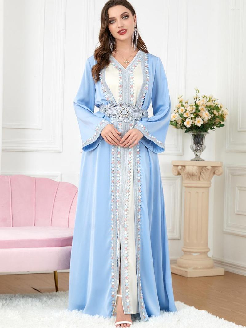 

Ethnic Clothing Abaya Dubai Muslim Dress Luxury Ramadan Kaftan Islam 2 PCS Women Caftan Marocain Maxi Party Dresses 2023 Abayas Femme