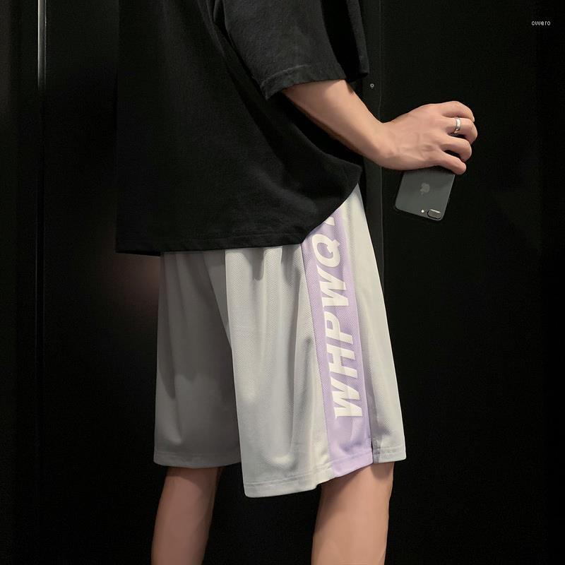 

Men's Shorts Loose Basketball Men Ice Silk Thin Sweatpants 2023 Board Casual Beach Summer Jogger Trend Five-point, Gray