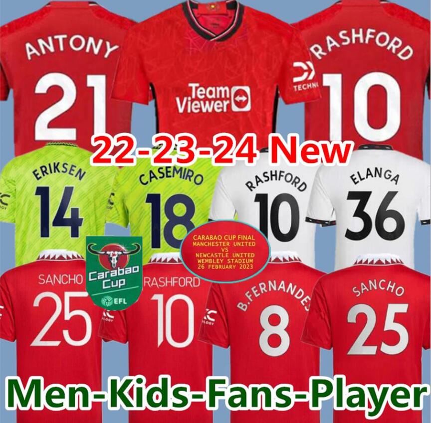 

SANCHO 22 23 24 soccer jerseys Antony Martinez RASHFORD Casemiro Eriksen 2023 2024 football MAGUIRE MARTIAL B. FERNANDES MANCHESTERS men kids Carabao Cup Final, Love unites