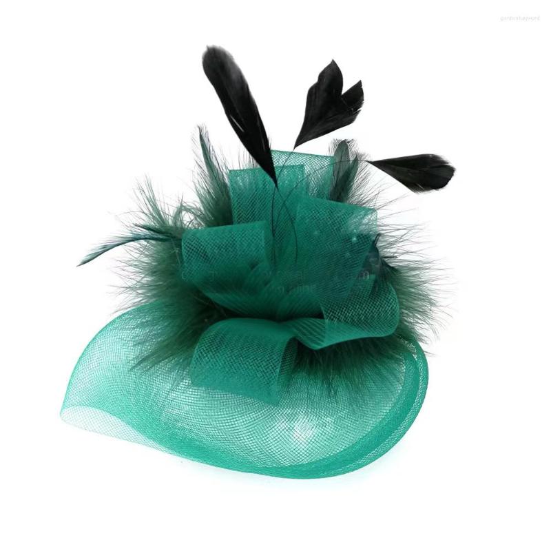 

Headpieces Fashion Handmade Lady Women Fascinator Bow Hair Clip Headwear Lace Feather Mini Hat Wedding Party Accessory Race 5 Colors