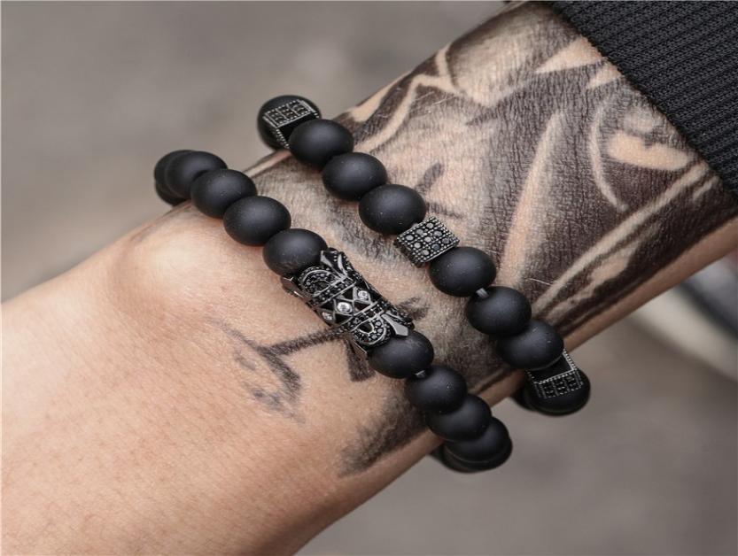 

Natural Stone Beaded Mens Bracelet 2pcsset Pulseras Masculina Jewelry Women Fashion Charm Bracelets1857501