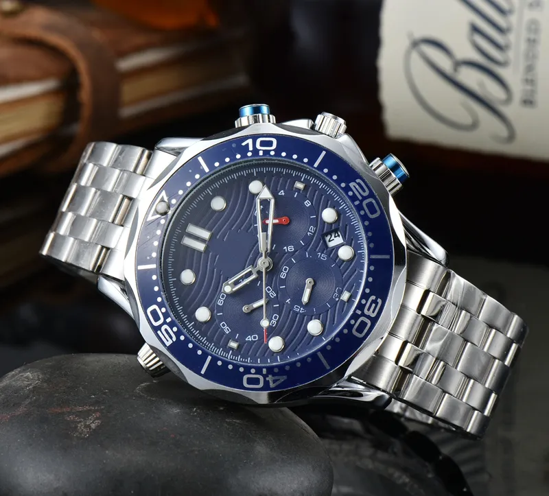 

Mens Watches Six needles All dials work Quartz Watch Top Luxury Brand Steel Strap Men Fashion SEA Europe designer Omeg watches Type one