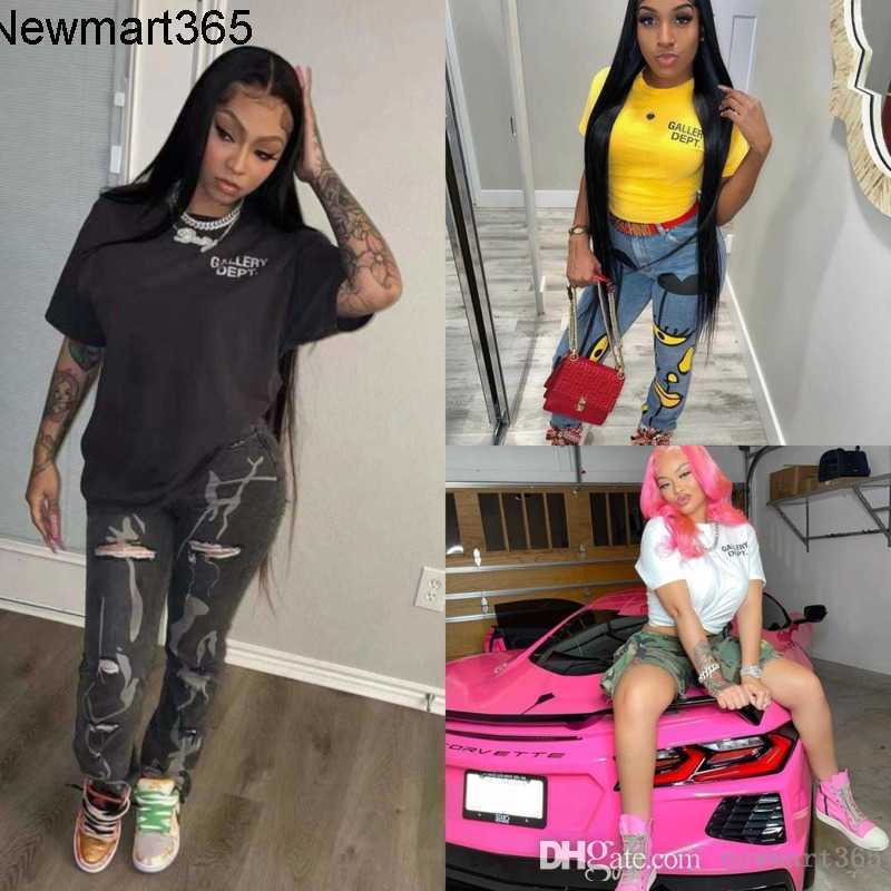 

Women Designer Clothing T Shirt Top Shirts Ladies Summer Tee Trendy Loose Short Sleeve Street Letter Printed T-shirt Crop Tops, Yellow