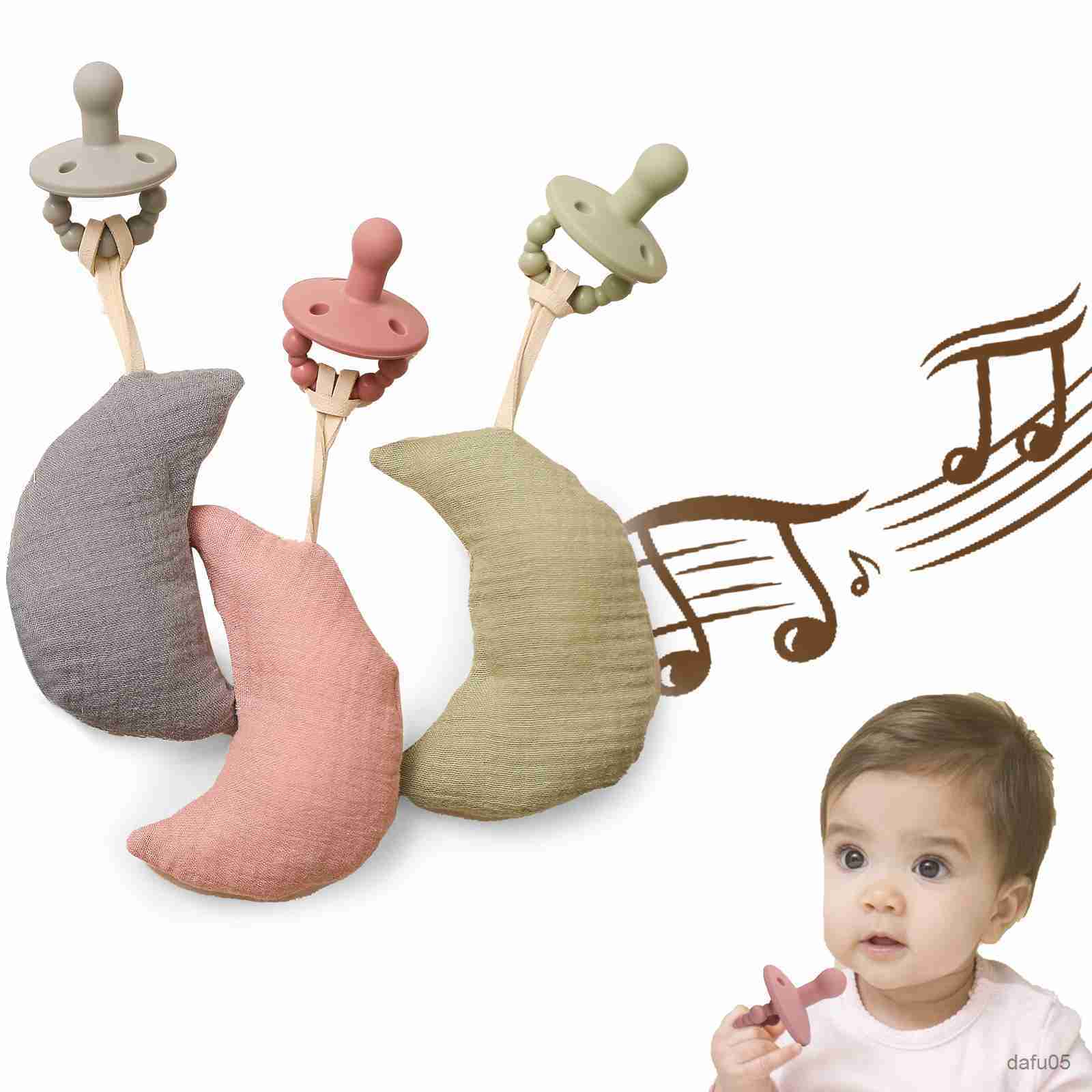 

Pacifiers# Baby Pacifier Chain Pendant Soft Cotton Moon Soother Dummy Holder Newborn Infants Teething Nursing Toys