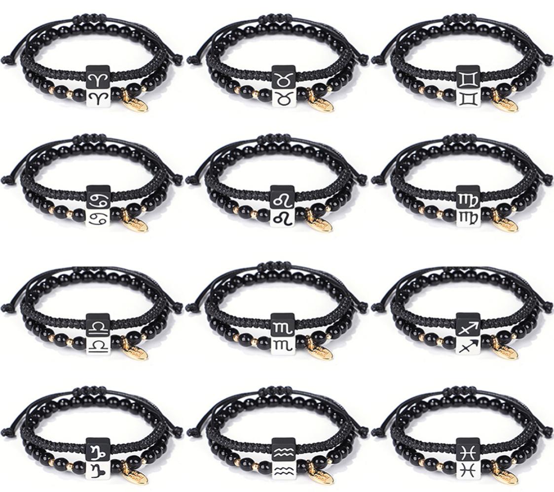 

2pcsSet 12 Zodiac Bracelet Beaded Strands Handmade Rope Braided Couple Bracelets Friendship Jewelry9157495