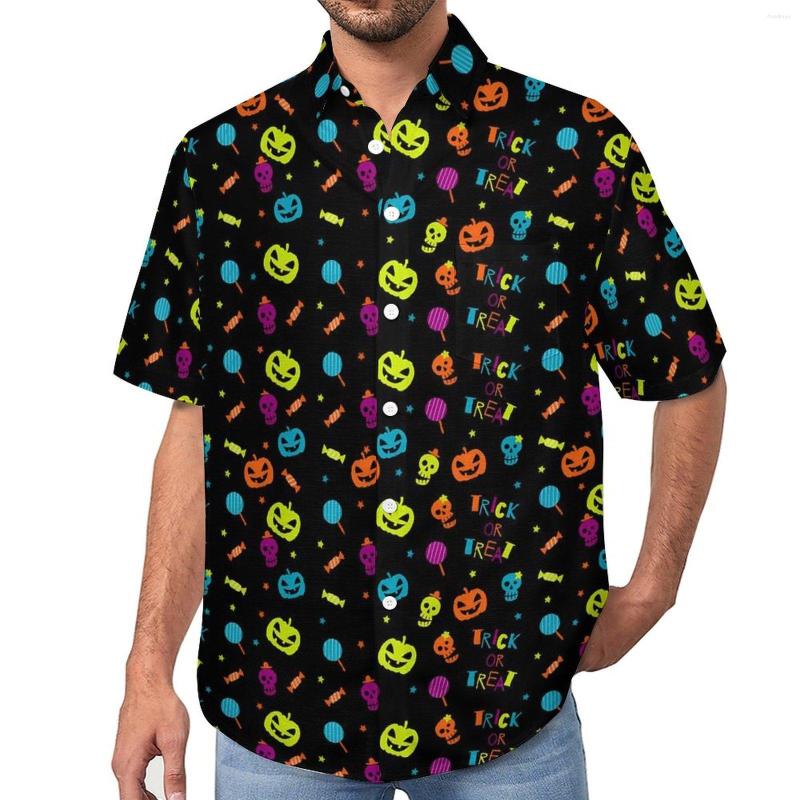 

Men's Casual Shirts Colorful Pumpkin Halloween Design Beach Shirt Hawaii Y2K Blouses Male Print Plus Size 4XL, Style-5
