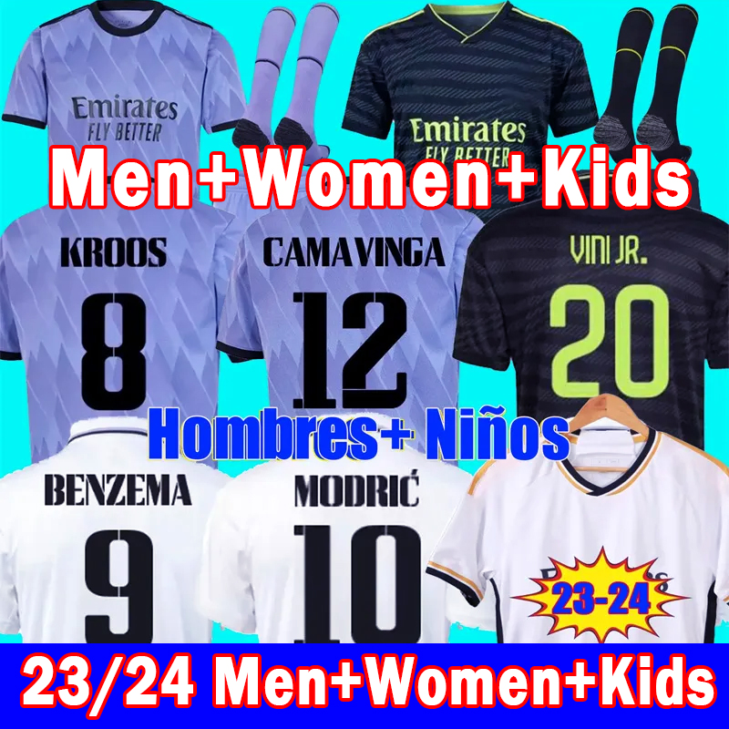

BENZEMA Soccer Jerseys 23 24 Football Shirt VINI JR TCHOUAMENI CAMAVINGA ALABA ASENSIO MODRIC RODRYGO Fourth 2023 2024 REAL MADRIDS Men / Women Kids Kit Uniforms, Women 22/23 home