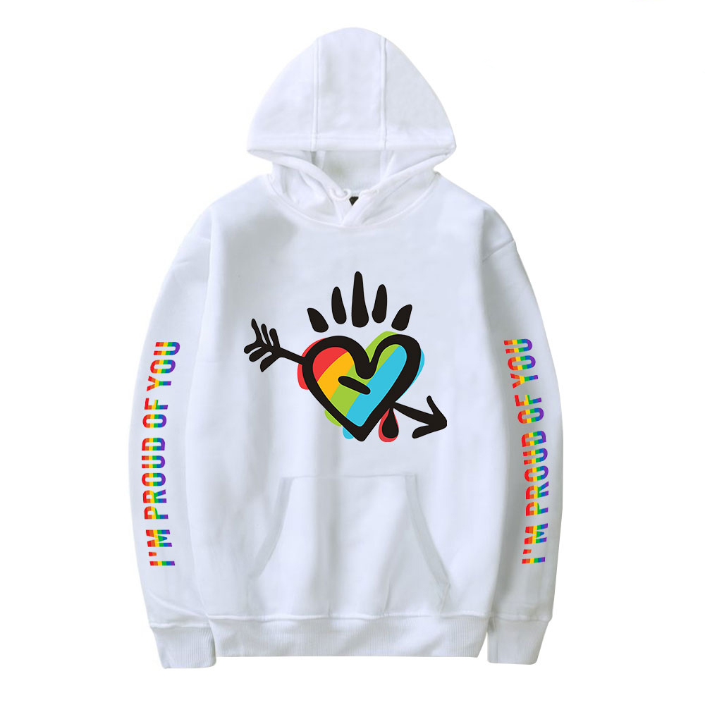 

LGBT Hoodies Rainbow Lesbians Gays Women/Men Hoodies LGBT Sweatshirts Pullover Casual Print I Am Proud For You Hoodies Men Women, White
