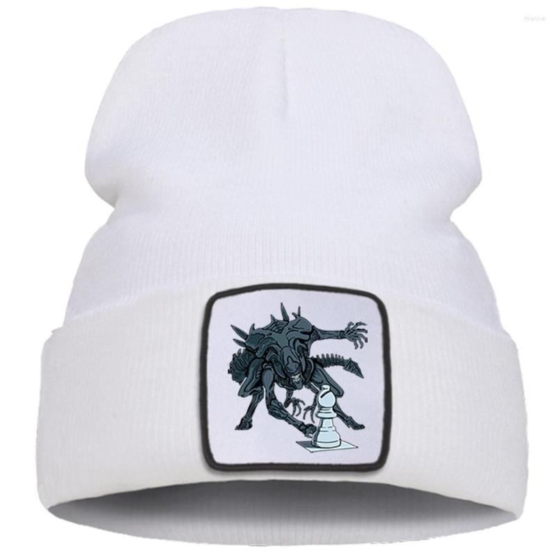 

Berets Aliens Print Horror Movie Creative Hats Unisex Fashion Flexible Caps Outdoor Wool Ski Knitted Cap Breathable Beanie Hat, Beige