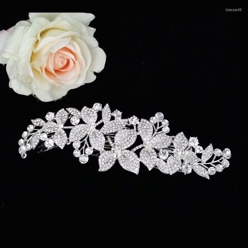 

Headpieces Korean Style The Bride Headdress Alloy Flowers Blossoming Hair Comb Rhinestone Wedding Accessories
