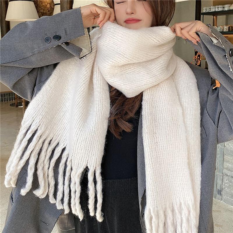 

Scarves Imitation Cashmere Women Scarf Winter Preppy Style Solid Hairy Scarve Pashmina Tassel Mujer Female Foulard Bufanda Wrap Shawls