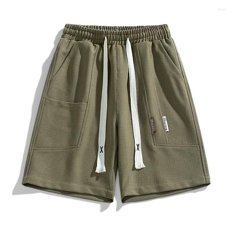 

Men's Shorts Waffle Sports Mens Summer Outer Loose Straight Male Niche Design Sense Gym Men Basketball, Black