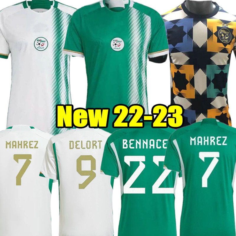 

MAHREZ 22 23 Algeria Algerie Mens Soccer Jerseys SLIMANI FEGHOULI BENNACER ATAL Home Away Football Shirts Short Sleeve Uniforms, 22 23 home adult