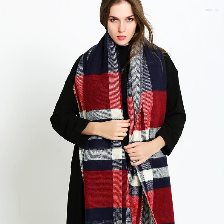 

Scarves British Style Plaid Scarf Autumn And Winter Thickened Warm Shawl Tassel Long