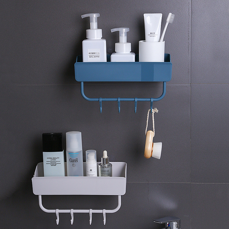 

Planially Bathroom Floating Shelves with Hooks Wall Mounted No Punching Space-Saving Floating Shelf for Toilet Kitchen Shelf Organizer Storage Rack