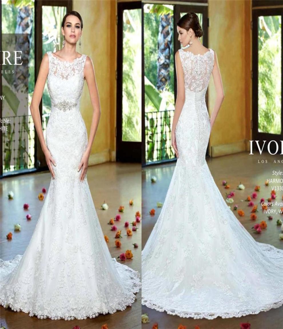 

Jewel Neck Appliques Beaded Sash Elegant Spring Summer Bridal Gowns See Through Back Sheer Full Lace Mermaid Wedding Dresses1976967, Same as image