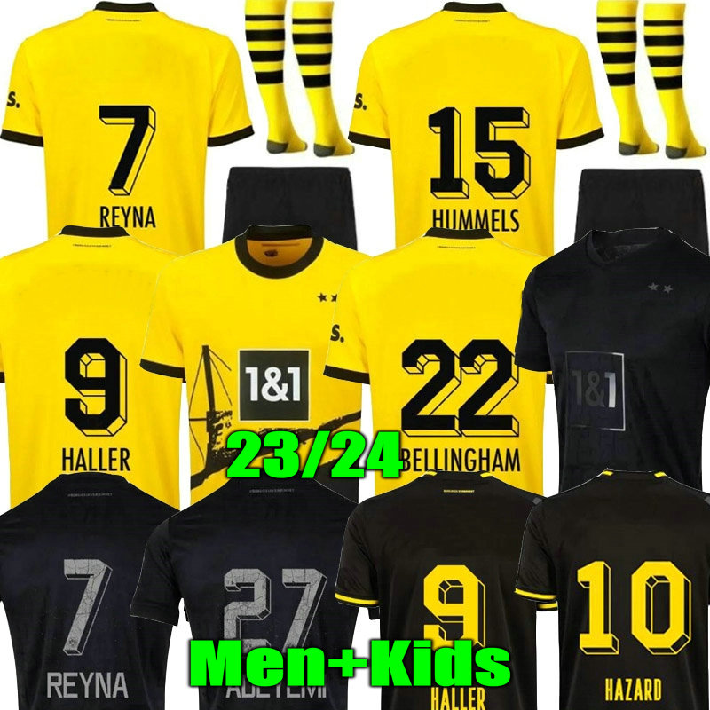 

REUS soccer jerseys 23 24 HALLER 2023 2024 soccer football top shirt NEONGELB HUMMELS BRANDT DORTMUND hazard BELLINGHAM YEYNA men kids kit special all black, All black special adult bundesliga