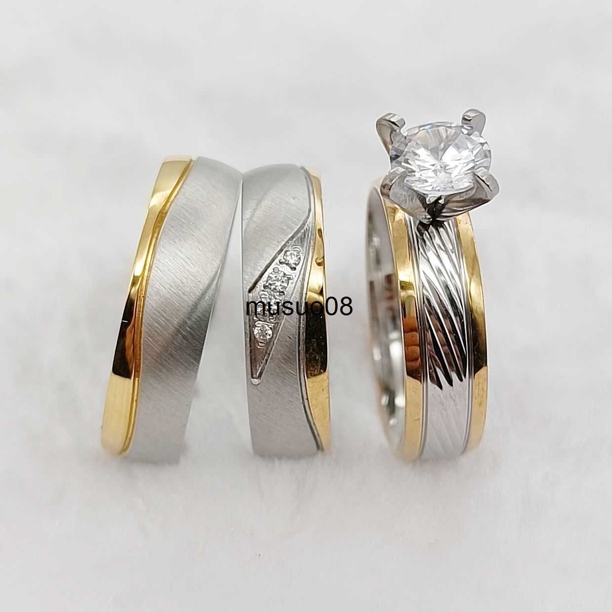 

Band Rings Promise Marriage Engagement Ring 14k Gold Plated jewelry cz Diamond Lovers Couples Wedding Rings For Men and Women partnerringe J230602