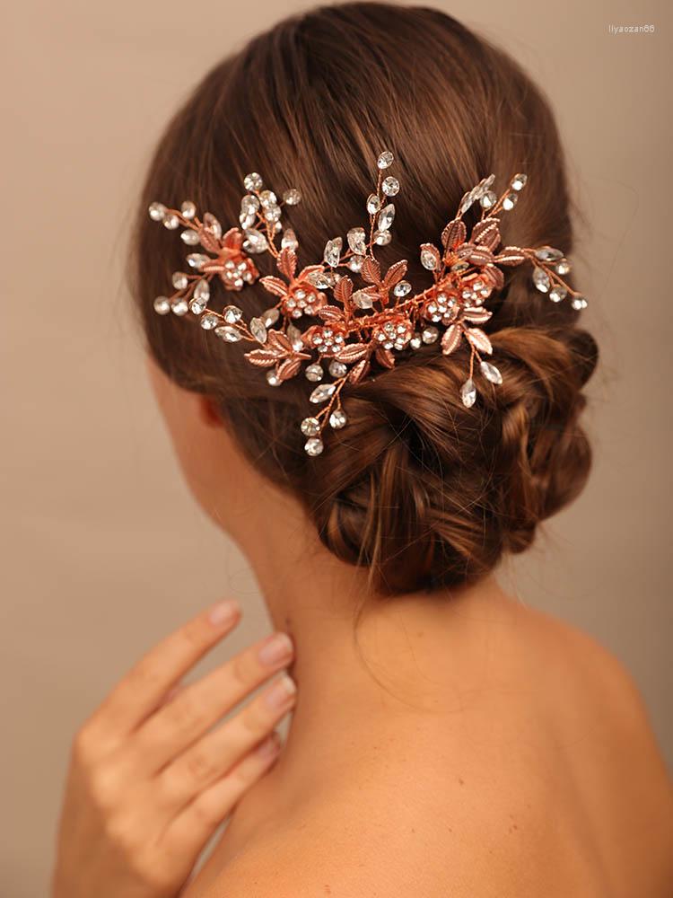 

Headpieces Alloy Crystal Bead Flower Bridal Headwear Suit Princess Hair Comb Brides Hairbands Wedding Accessories Party Prom Tiara