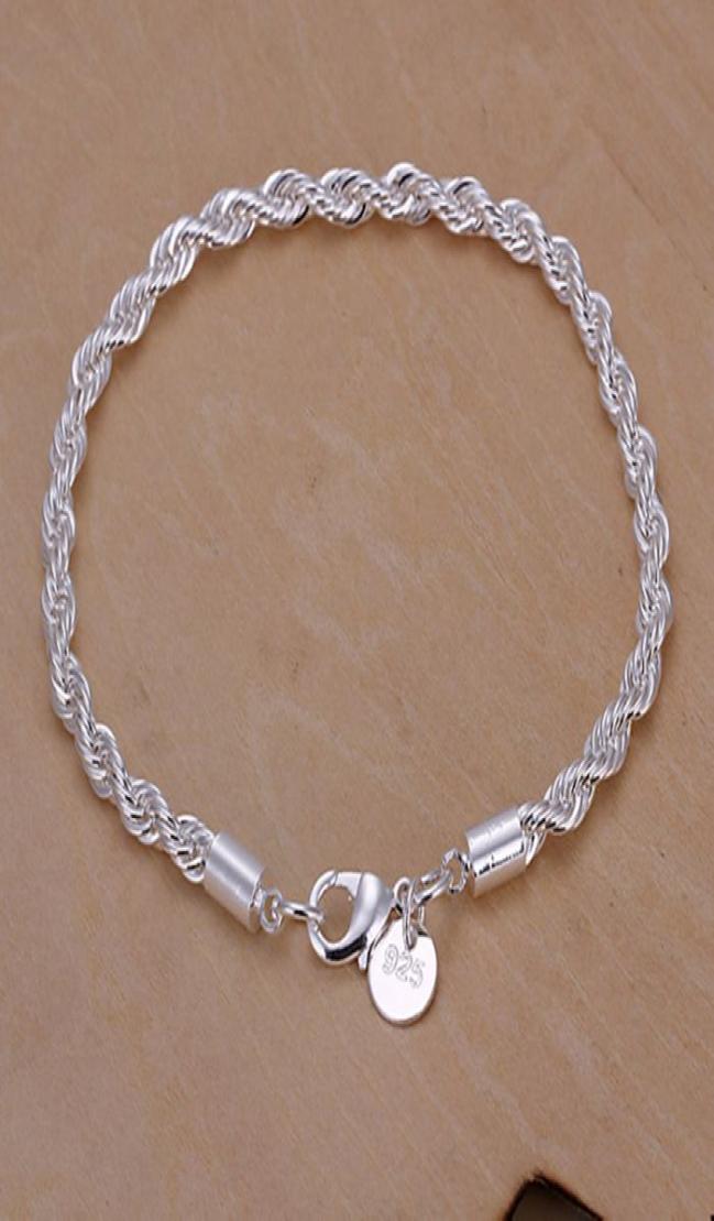 

new 925 silver plated bracelet fine for women girls fashion designer 4mm chain bracelet quality whole2945140
