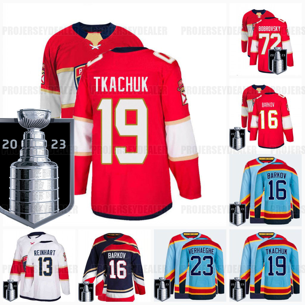 

Matthew Tkachuk Florida Pnthers Hockey Jerseys 2023 Stanley Cup Finals Sergei Bobrovsky Aleksander Barkov Spencer Knight Sam Bennett Reinhart Ekblad Verhaeghe, Grey cool base mens s-3xl