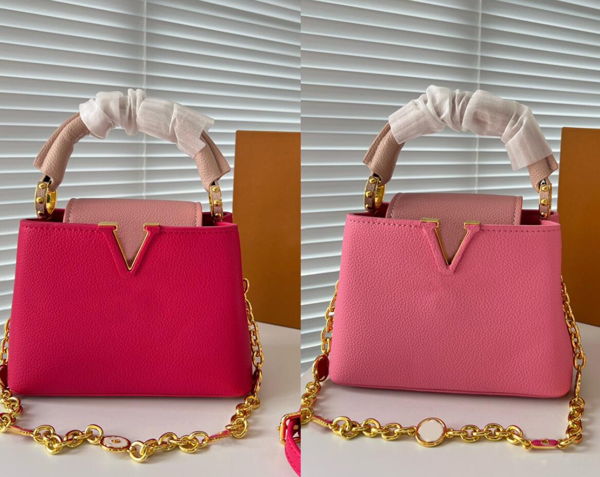 

top quality mini capucines BB bag deluxe Coloured enamel chain handbag women red pink luxury designer small tote crossbody bags lady handbags wallets