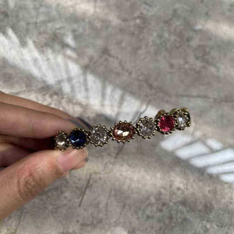 

50% off designer jewelry bracelet necklace ring Accessories open CLASP BRACELET b041 inlaid with color large diamond brass Bracelet