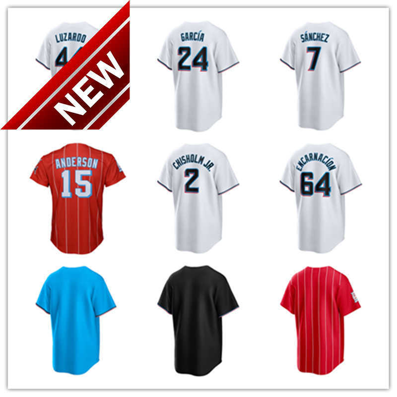 

Miami Custom Marlins Jersey 2 Jazz Chisholm Jr. 64 Jerar Encarnacion 7 Jesus Sanchez Avisail Garcia 15 Brian Anderson Jesus Luzardo Sandy Alcantara Baseball Jerseys, Color