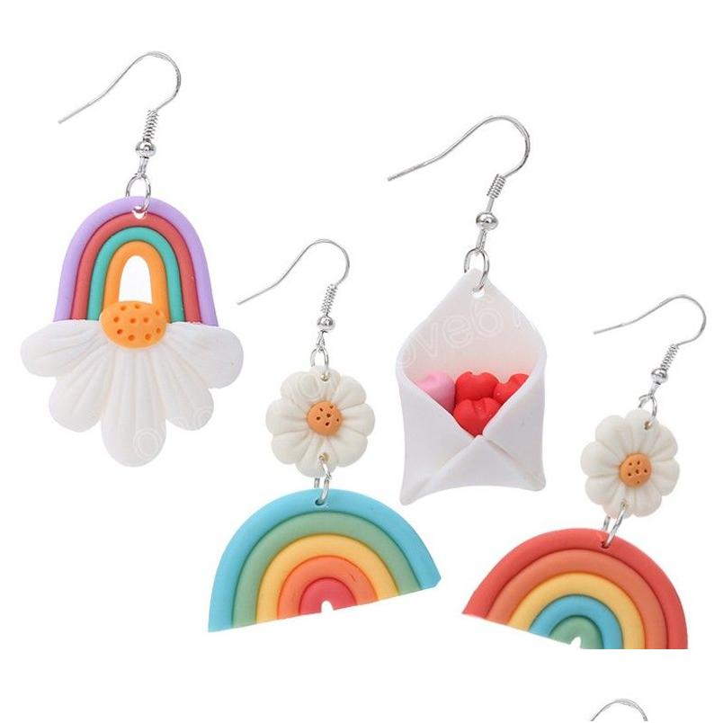 

Dangle Chandelier Handmade Soft Y Earrings Rainbow Daisy Flower Fashion Cute Summer For Women Girl Jewelry Geometric Earring Drop D Dhnza