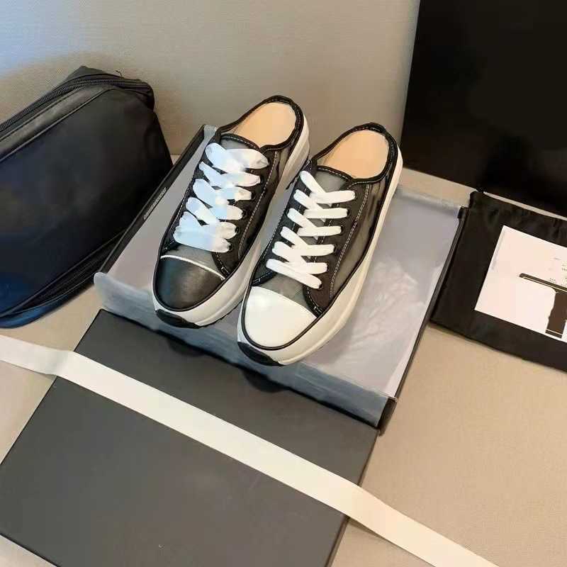 

Designer Shoes channel Running Shoes gauze half slippers new thick soled elevated external slippers casual and versatile color matching muffin cool slippers, White