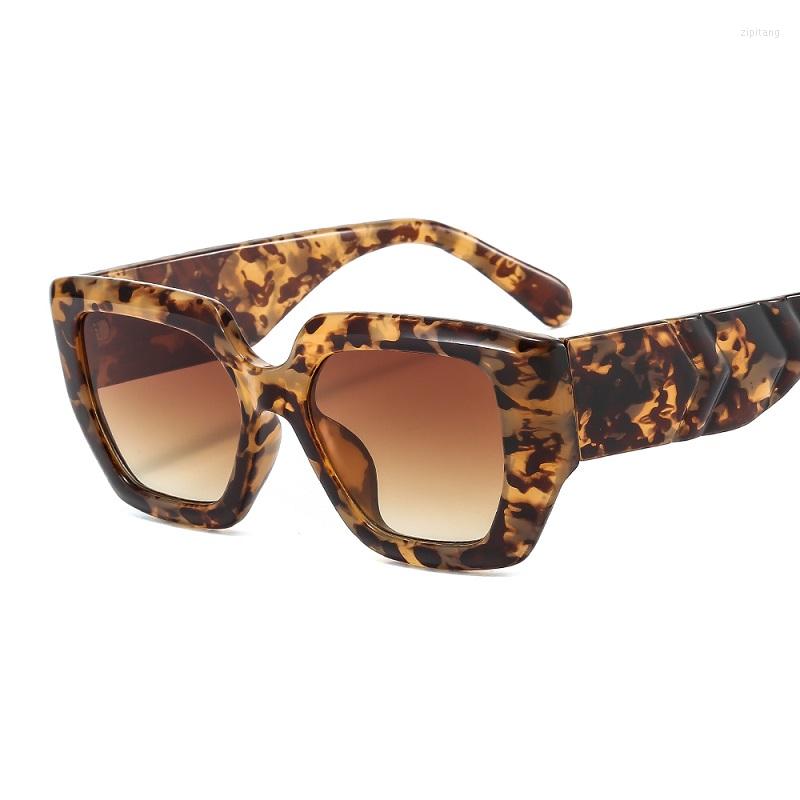 

Sunglasses D&T 2023 Fashion Shield Women Men Gradients Lens PC Leopard Frame Vintage Brand Designer Trend Beach Style UV400