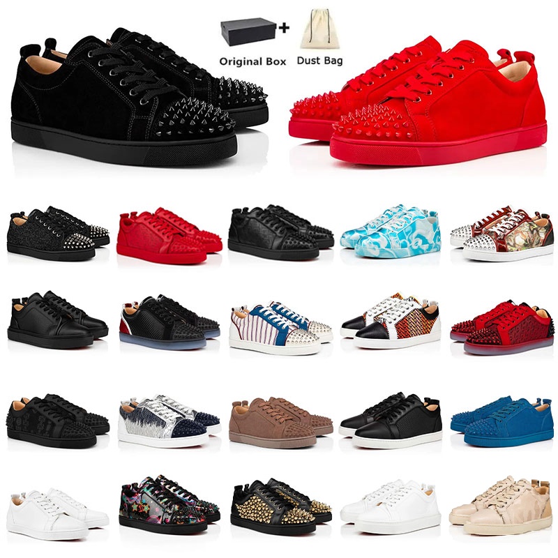 

With Box red bottom bottoms Designers Classic Casual Shoe Low Christians Shoes Cut Leather Splike Loafers Vintage Sports Trainers Sneakers for Mens Womens Eur 36-47, 26