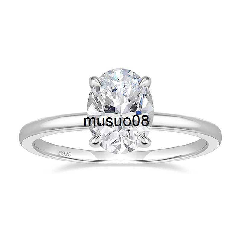 

Band Rings Solid 925 Sterling Silver Rings for Women 3.0ct Oval Cut Zirconia Diamond Solitaire Ring Wedding Band Engagement Bridal J230602