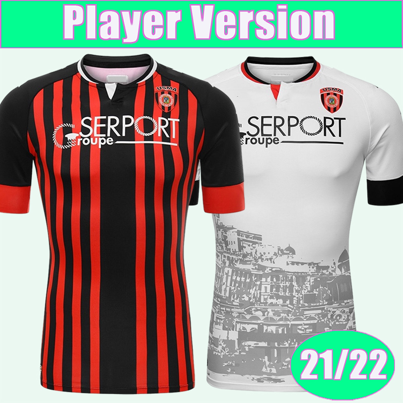 

21 22 Algerian League USM Alger Player Version Soccer Jerseys Home Red and Black Away White Football Shirt Short Sleeve Aldult Uniforms, Qy13753 21 22 away no patch