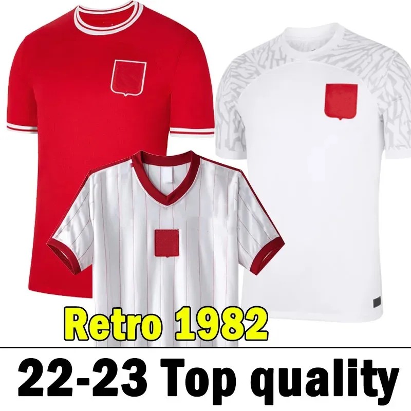 

22 23 POLAND Soccer Jerseys National Team Retro 1982 Polonia LEWANDOWSKI MILIK PISZCZEK PIATEK GROSICKI Jersey Football Shirts Home Away Men Kids Kit Uniforms, 22-23 away